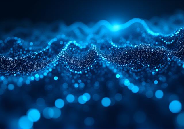 Sophisticated abstract data visualization showing connected nodes and glowing trends